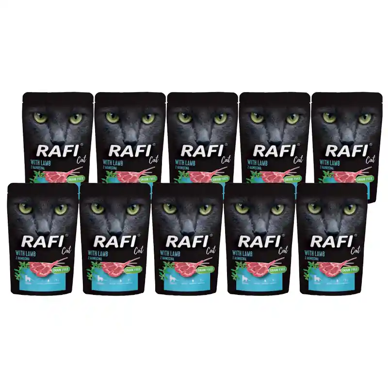 Mokra karma dla kotów sterylizowanych z jagnięciną Rafi Cat Adult zestaw 10 x 100 g Kup online