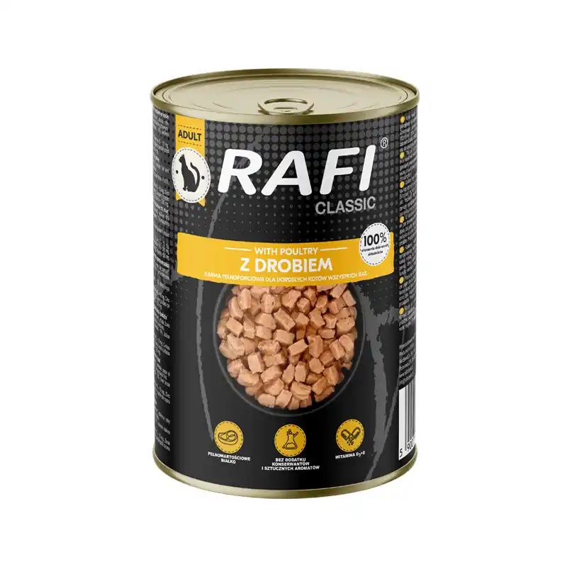 Dodaj do koszyka Rafi Classic Mokra karma dla kota kawałki z drobiem w sosie 415 g
