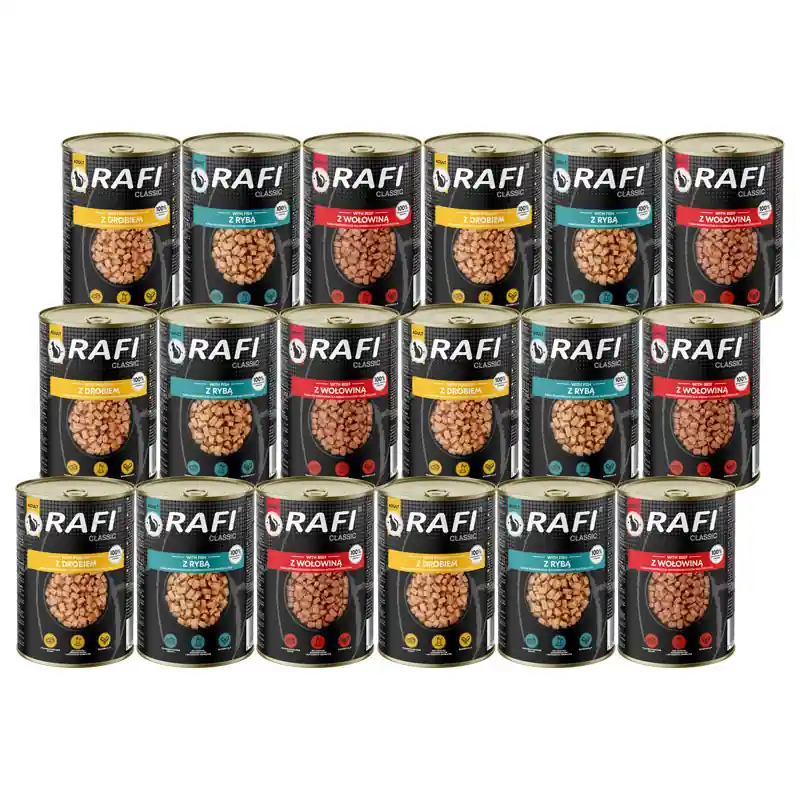 Cena promocyjna Rafi Classic Mokra karma dla kota kawałki w sosie mix smaków zestaw 18 x 415 g