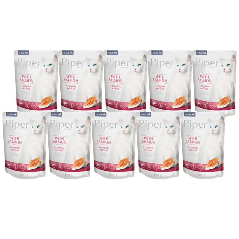 Mokra karma dla kotów Piper Animals z łososiem zestaw 10 x 100 g Oferta limitowana