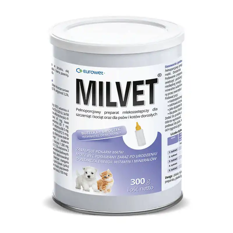 MILVET preparat witaminowy mlekozastępczy 300 g Darmowy zwrot