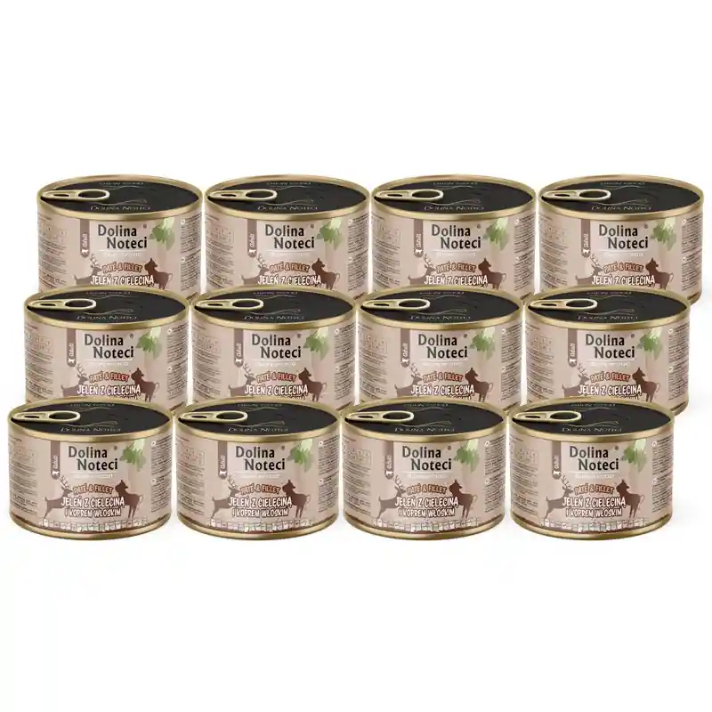 Rabat Mokra karma dla kota jeleń z cielęciną i koprem włoskim Dolina Noteci Superfood Pasztet & Filet zestaw 12 x 185 g
