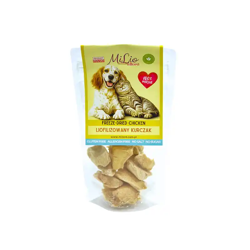 Rabat Milord MiLio Liofilizowany kurczak naturalny lekkostrawny przysmak dla psa i kota 25 g