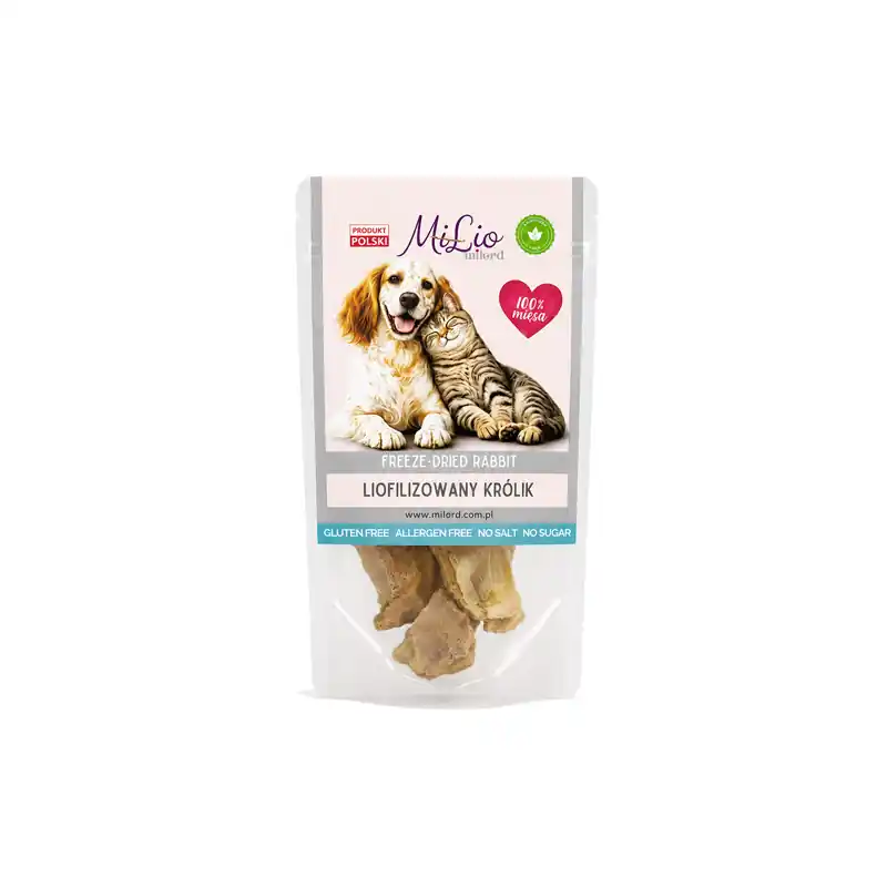 Niska cena Milord MiLio Liofilizowany królik naturalny przysmak dla psa i kota 25 g
