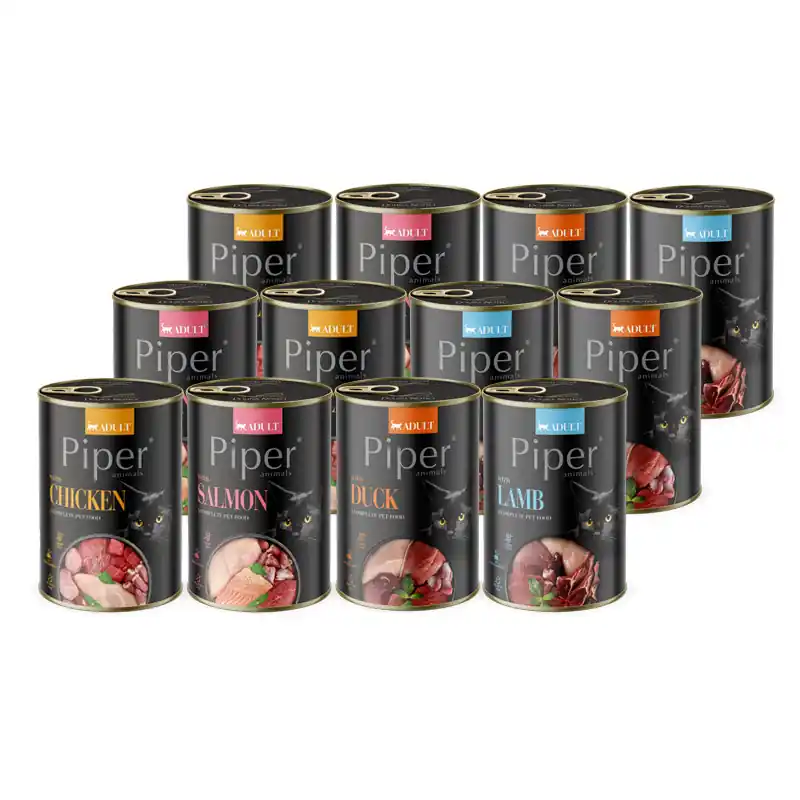 Hit sprzedaży Mokra karma dla kota Piper Animals Adult mix 4 smaków 12 x 400 g