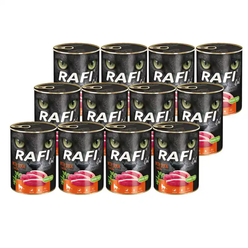 Mokra karma dla kota Rafi Cat Adult z kaczką zestaw 12 x 400 g Obniżka ceny