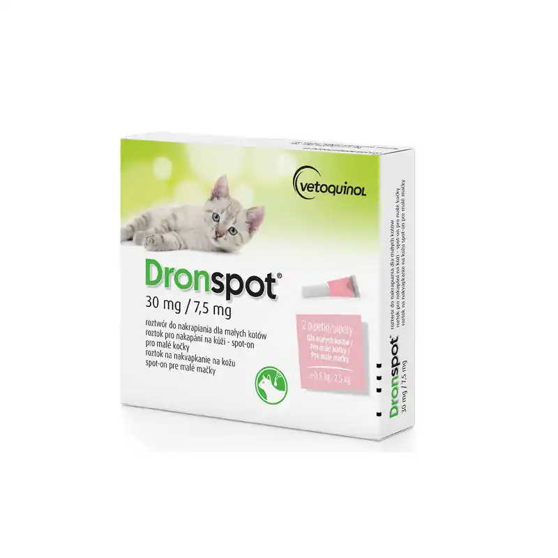 Krople na robaki i pasożyty Dronspot dla małych kotów 0.5 kg - 2.5kg 2 szt. Do wyczerpania zapasów