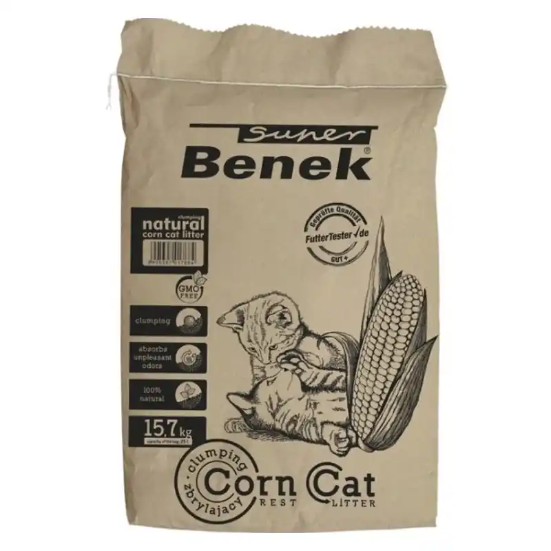 Super Benek Żwirek kukurydziany dla kota naturalny 25 l Hit cenowy