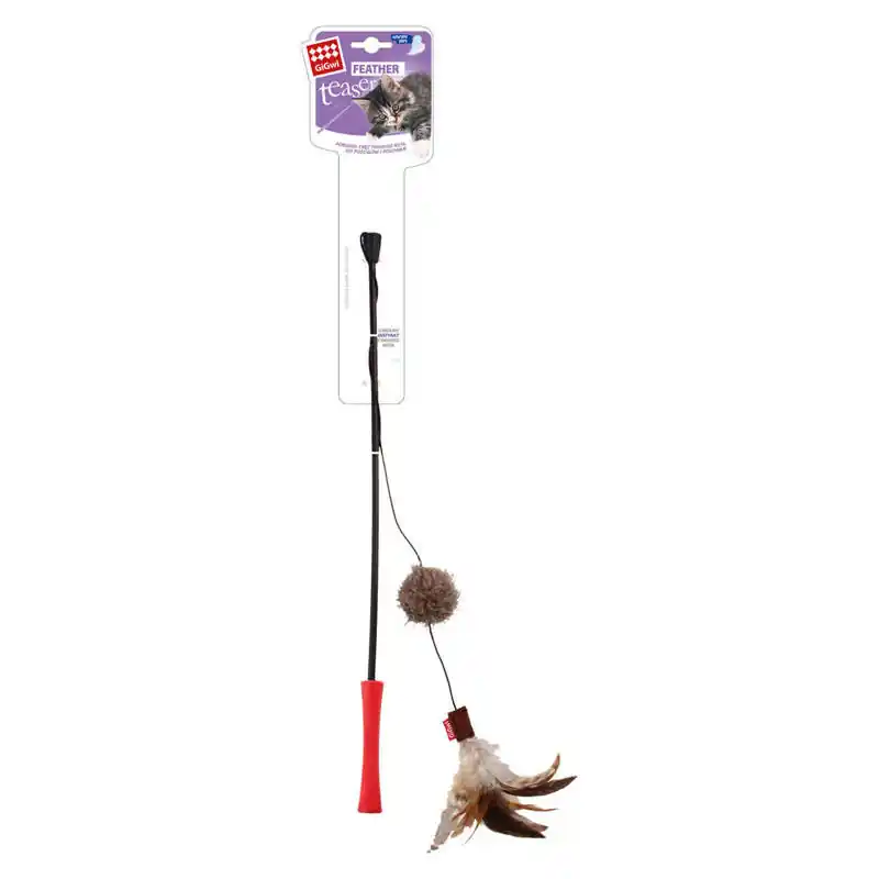 Oferta limitowana Feather Teaser Zabawka dla kota wędka z piórkami i grzechotką 62 cm