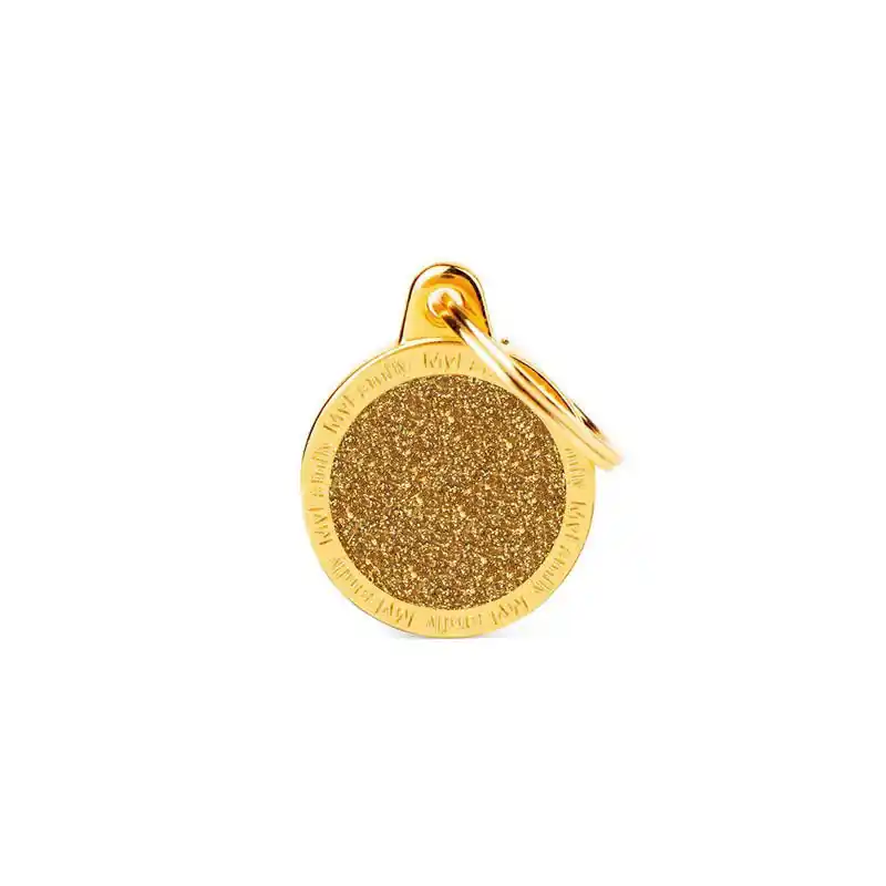 Zawieszka Adresówka Identyfikator z grawerem dla psa i kota małe koło złote glitter Oferta limitowana