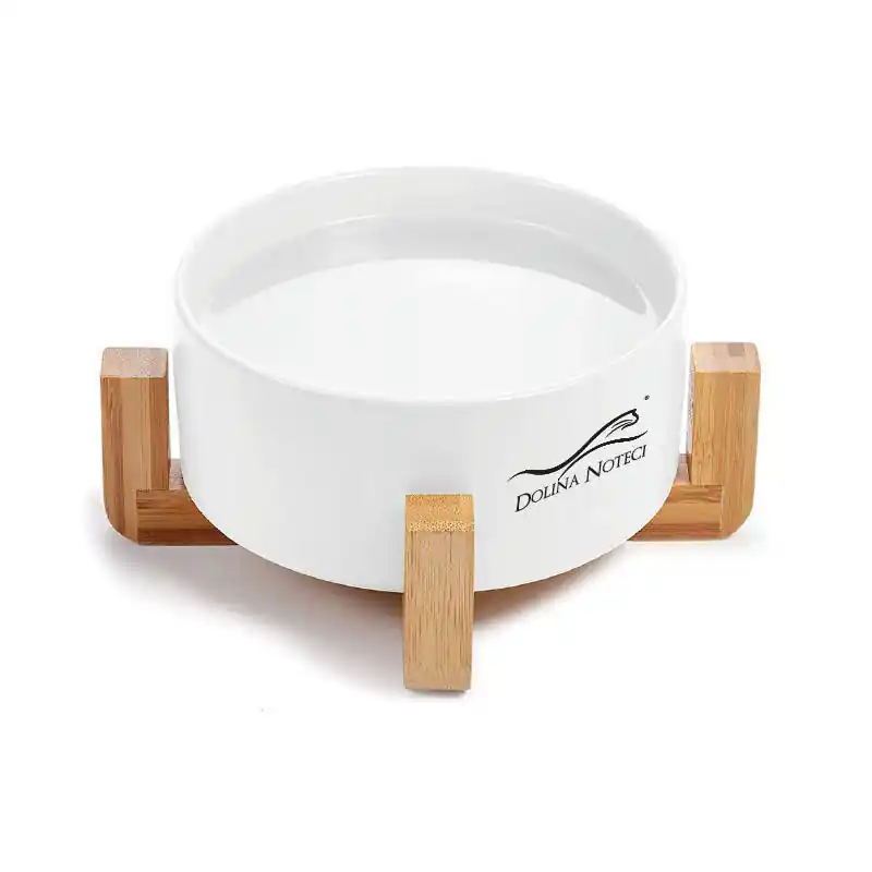 Miska ceramiczna z bambusową podstawką dla psa i kota o pojemności 400 ml Nowość