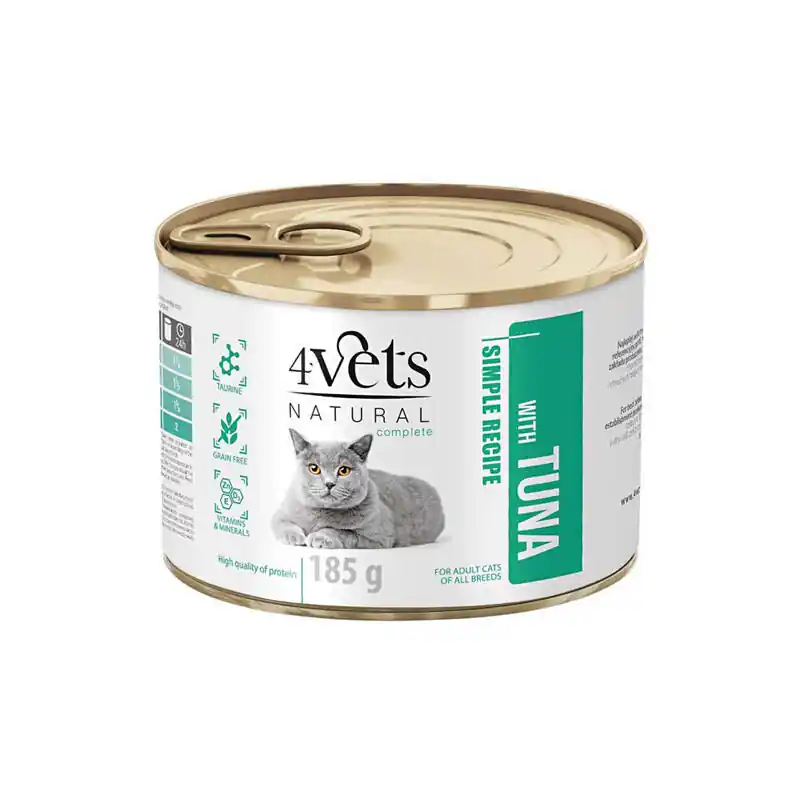 Zniżka 4Vets Natural Mokra karma dla kota z tuńczykiem 185 g