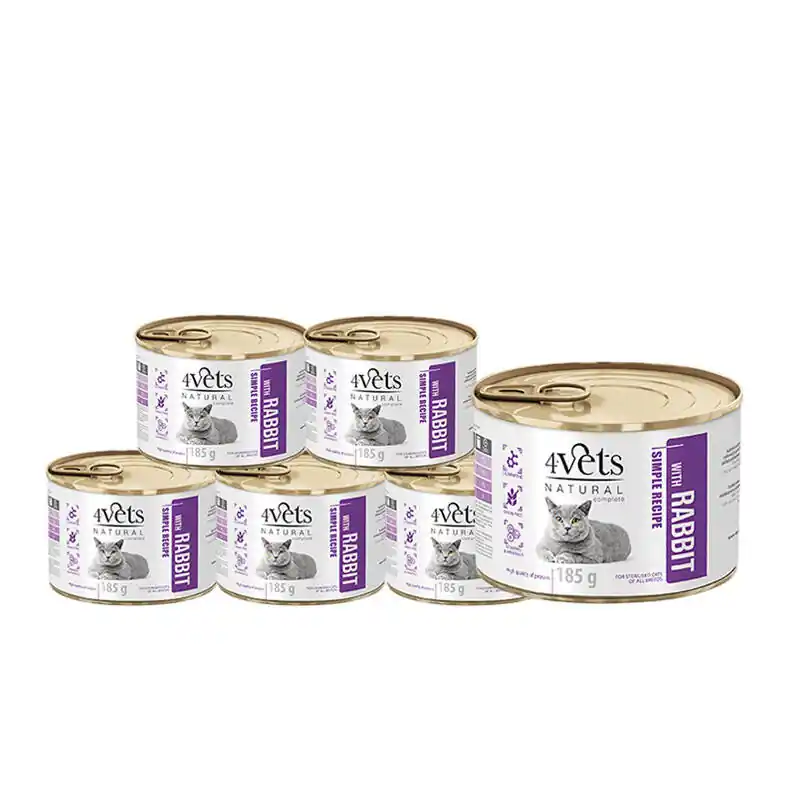 4Vets Natural Sterilised Mokra karma dla kota z królikiem zestaw 6 x 185 g Sprawdź teraz