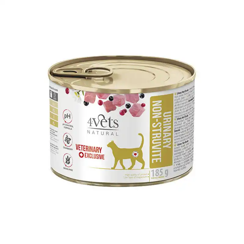 Dostępne od ręki Mokra karma weterynaryjna dla kota ze schorzeniami dróg moczowych 4Vets Natural Urinary Non-struvite 185 g