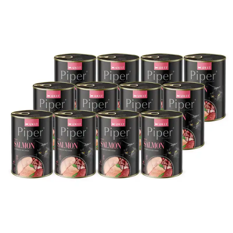 Mokra karma dla kota Piper Animals z łososiem zestaw 12 x 400 g Bezpieczne zakupy