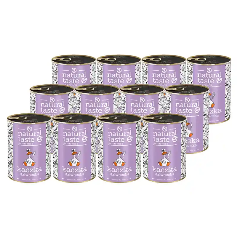 Bestseller Mokra karma dla kota Natural Taste Kaczka Dziwaczka danie z kaczki zestaw 12 x 400 g