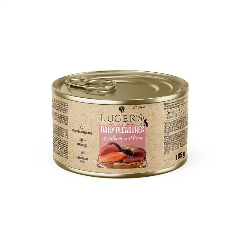 Nowość Karma mokra dla kota Luger‘s Daily Pleasures Sterilised z łososiem i tuńczykiem 185 g