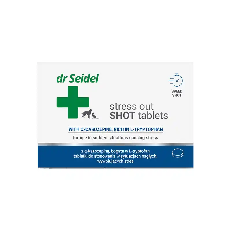 Taniej Dr Seidel Stress Out Shot Tablets Tabletki do stosowania w sytuacjach nagłych wywołujących stres dla psa i kota 10 tabl.