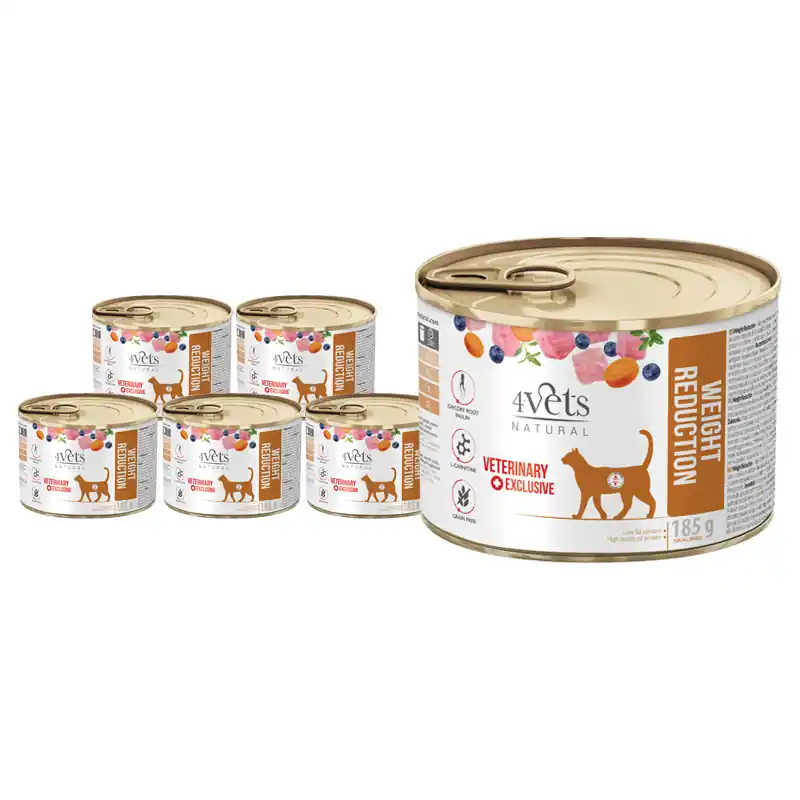 Mokra karma weterynaryjna dla kota z nadwagą 4Vets Natural Weight Reduction zestaw 6 x 185 g Wysoka jakość