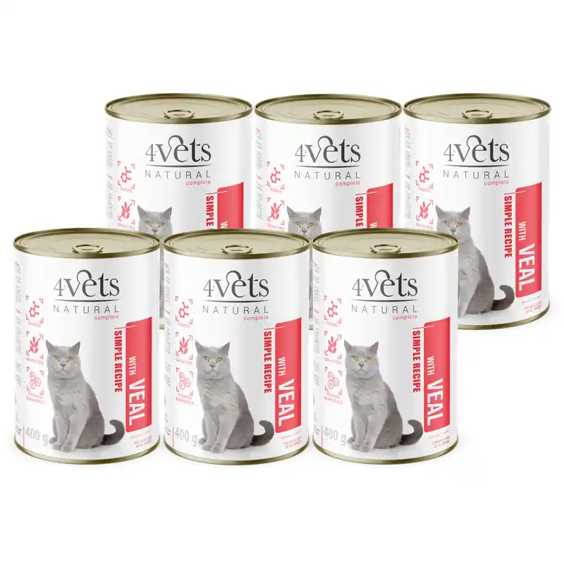4Vets Natural Mokra karma dla kota z cielęciną zestaw 6 x 400 g Do wyczerpania zapasów
