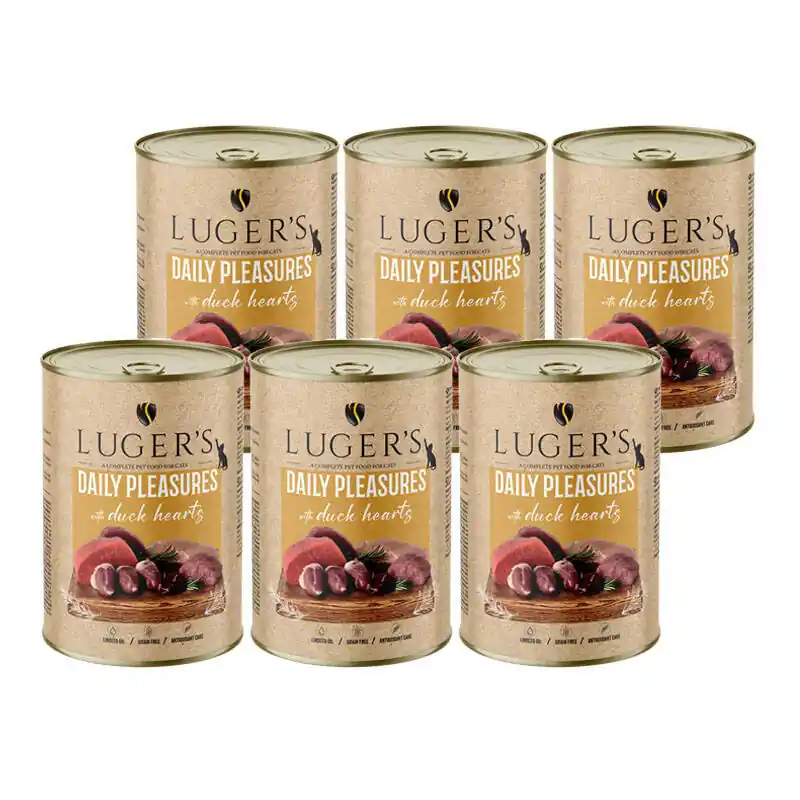 Karma mokra dla kota Luger‘s Daily Pleasures z sercami z kaczki zestaw 6 x 400 g Cena promocyjna