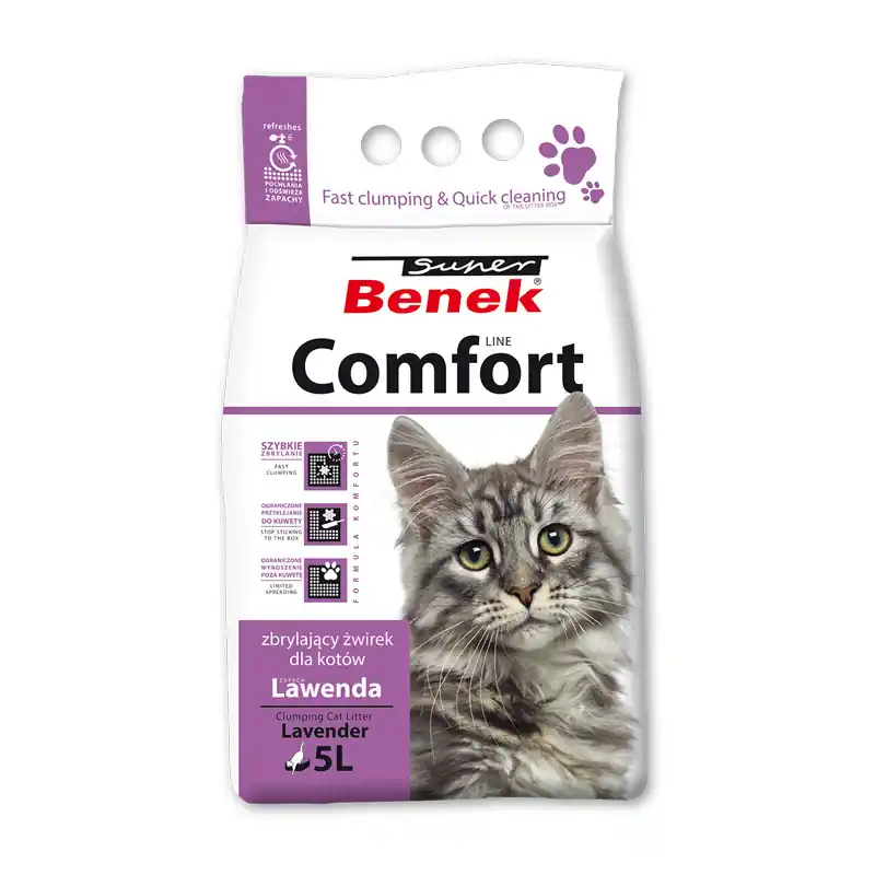 Super Benek Zbrylający żwirek dla kota o zapachu lawendy 5 l Obniżka ceny