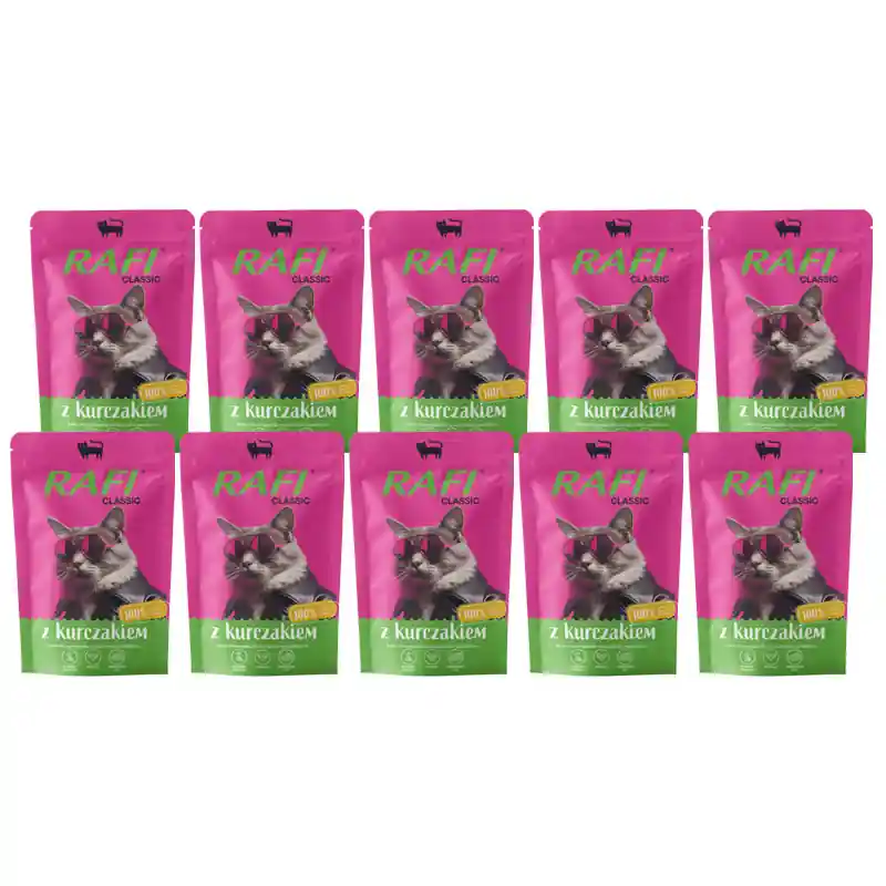 Rabat Rafi Classic Mokra karma z kurczakiem dla kota zestaw 10 x 100 g