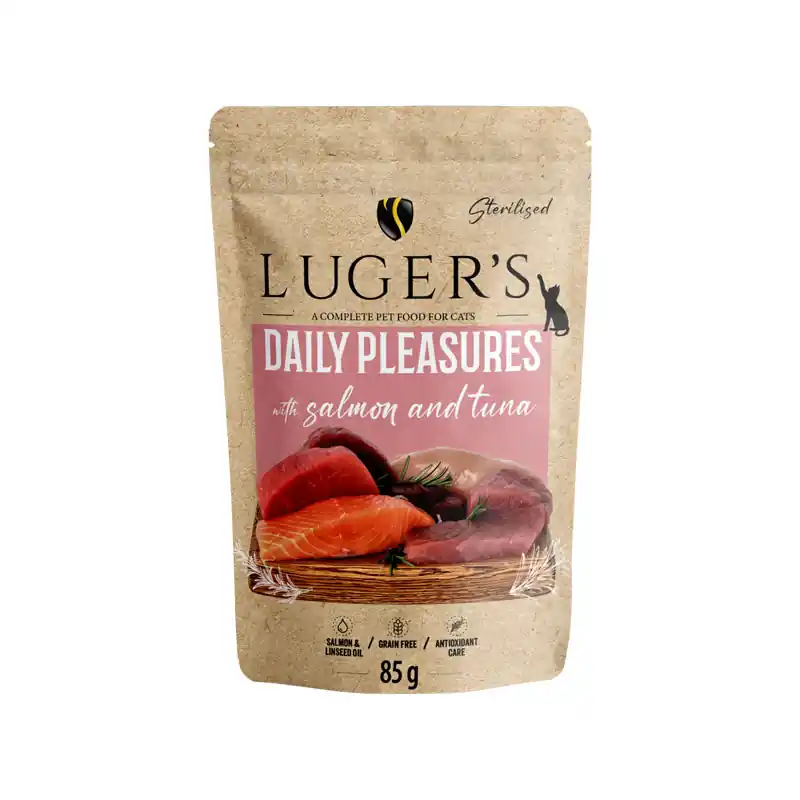 Karma mokra dla kota Luger‘s Daily Pleasures Sterilised z łososiem i tuńczykiem 85 g Nie przegap