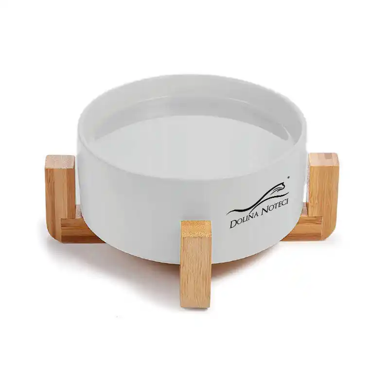 Zamów dziś Miska ceramiczna szara z bambusową podstawką dla psa i kota o pojemności 400 ml
