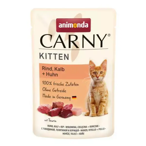 Darmowy zwrot An Carny Kitten Saszetka Woł.ciel.kurczak 85g Kot