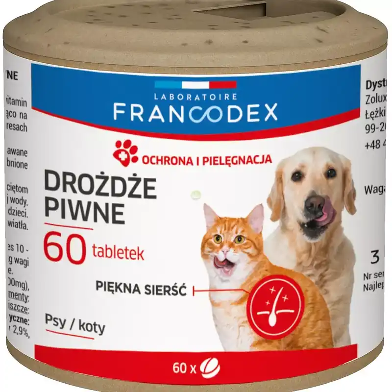 Taniej FRANCODEX PL Drożdże piwne dla psów i kotów o smaku wątróbki 60 tabletek