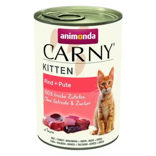 Ostatnie sztuki An Carny Kitten Wołowina,Indyk 400g Kot