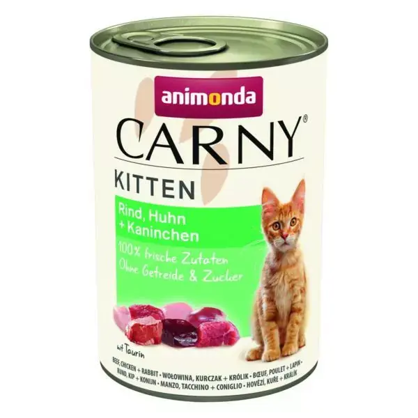 Najlepsza cena An Carny Kitten Woł,Kurczak,Królik 400g Kot