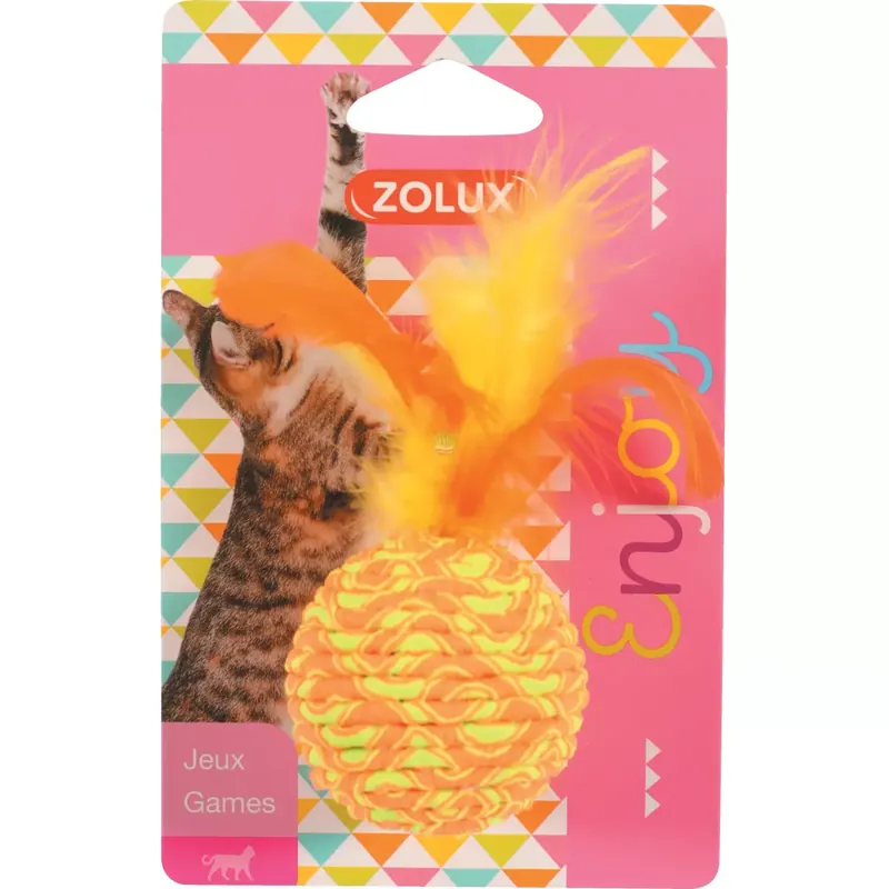 Ograniczona ilość ZOLUX Zabawka dla kota piłka z piórkami elastyczna 11cm
