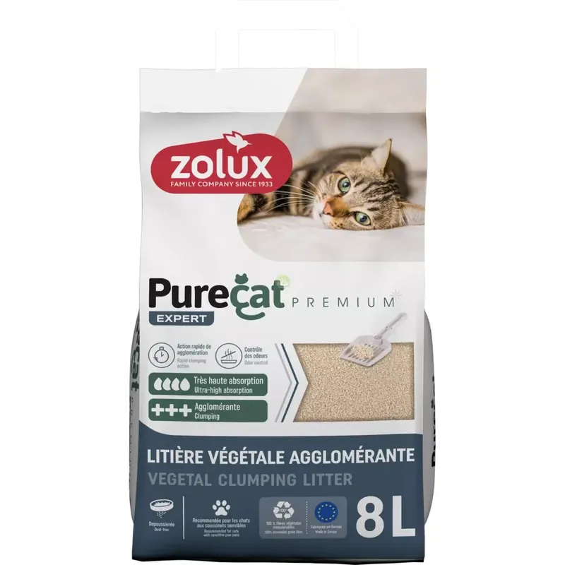 Do wyczerpania zapasów ZOLUX Żwirek dla kota zbrylający roślinny PURECAT PREMIUM 8l
