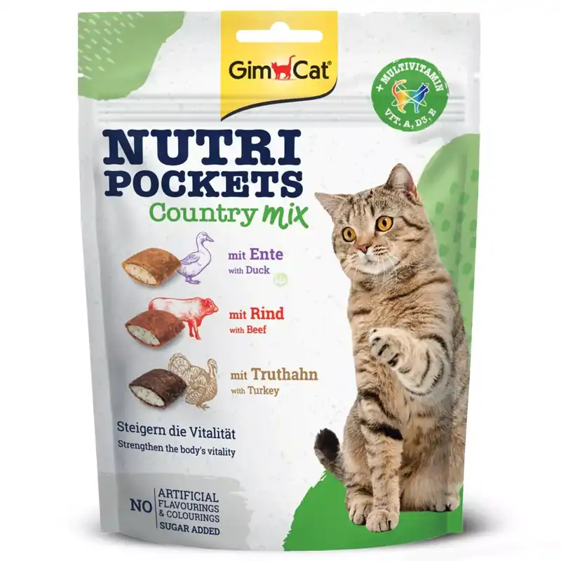 Niska cena GimCat Nutri Pockets Country MIXkocie przysmaki multiwitamina 150g