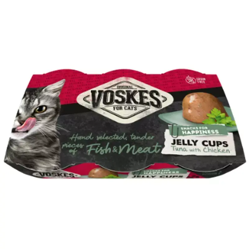 Voskes Jelly Cups Tuna & Chickengalaretka z tuńczykiem i kurczakiem przysmak dla kota 6x25g Obniżka ceny