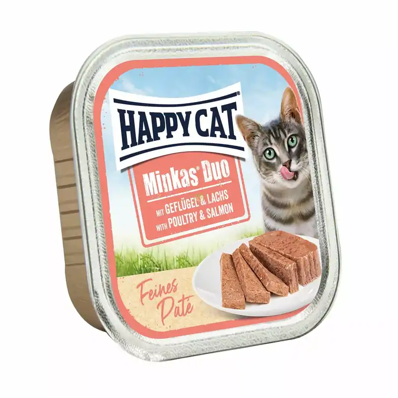 Wyjątkowa oferta Minkas duo, deserówka pasztet, dla kota, kurczak i łosoś, 100g