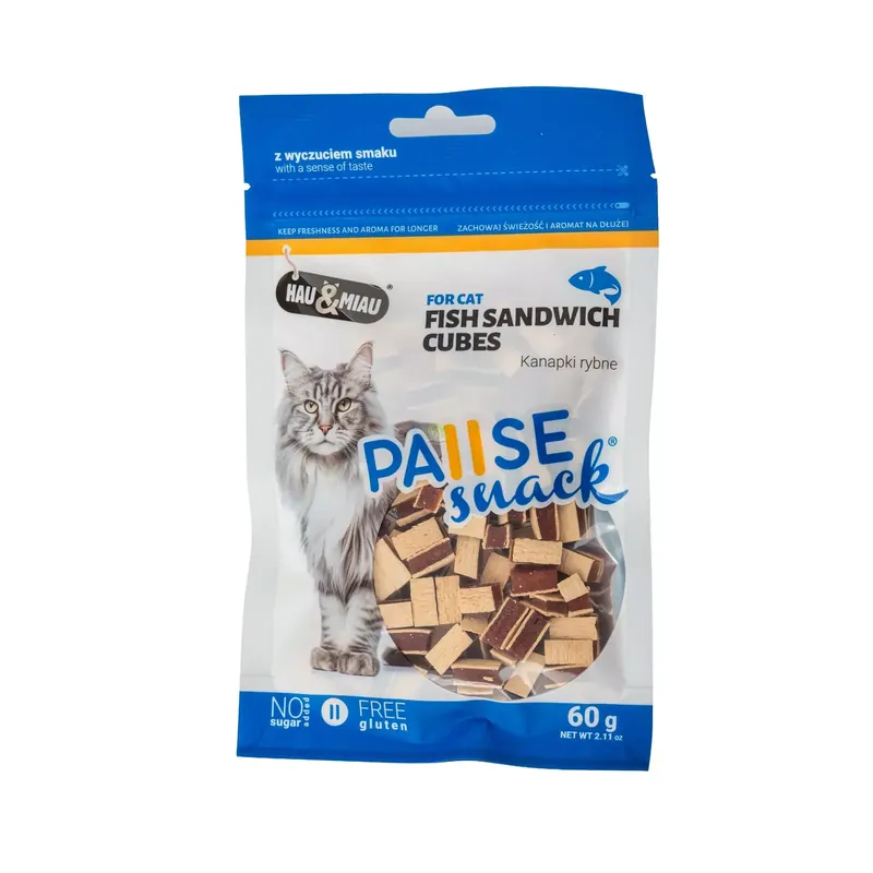 Pausesnack przysmak dla kota, kanapki rybne 60g Bezpieczne zakupy