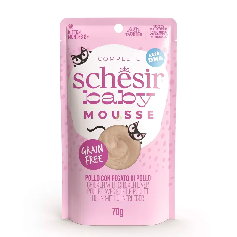 Dostępne od ręki Baby Mousse, karma mokra, dla kociąt, kurczak z wątróbką, 70g, saszetka