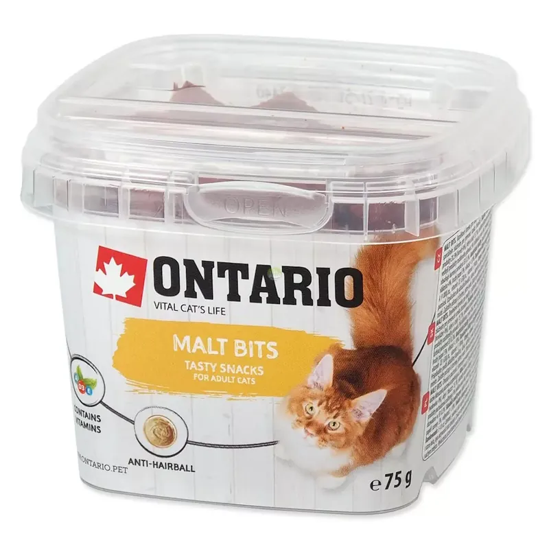 Hit sprzedaży Ontario Snack Anti-hairball Bits 75g / Przysmak funkcjionalny ułatwiający usuwanie kul włosowych dla kotów 75g (213-5400)