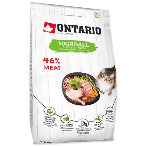 Wyprzedaż ONTARIO Cat Hairball 2kg Karma dla kot贸w odk艂aczaj膮ca 2kg
