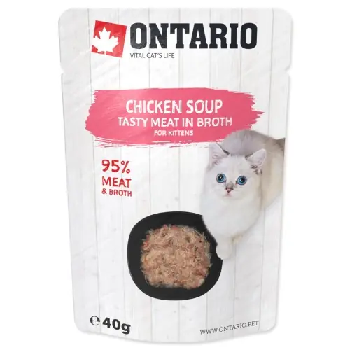 Popularny ONTARIO Chicken soup Zupa dla koci膮t Kurczak marchewka ry偶 w rosole 40g