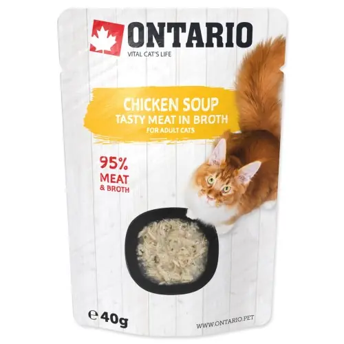 Zamów teraz ONTARIO Chicken soup Zupa dla kot贸w z Kurczakiem i warzywami w rosole 40g