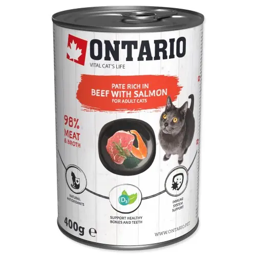 Rabat Ontario karma mokra dla kota 鈥?wo艂owina z 艂ososiem i spirulin膮 400g w puszce