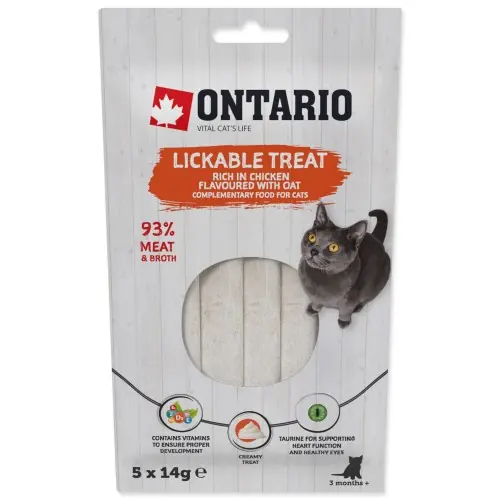 Ontario Przysmak do lizania dla kot贸w o smaku kurczaka z owsem 5x14g Wyjątkowa oferta