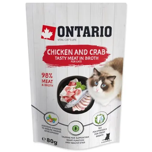 Ontario saszetka dla kota Kurczak i kraby w rosole 80g Premium