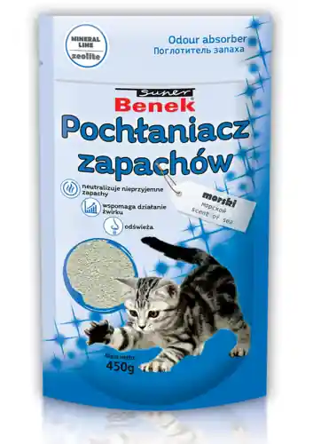 Popularny Super Benek Poch艂aniacz zapach贸w do kuwety - Morski 450g