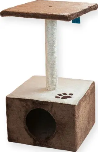 Cena promocyjna YARRO DRAPAK DLA KOTA BENEK - BUDKA I SIEDZISKO 30X30X57cm - BE呕OWO BR膭ZOWY