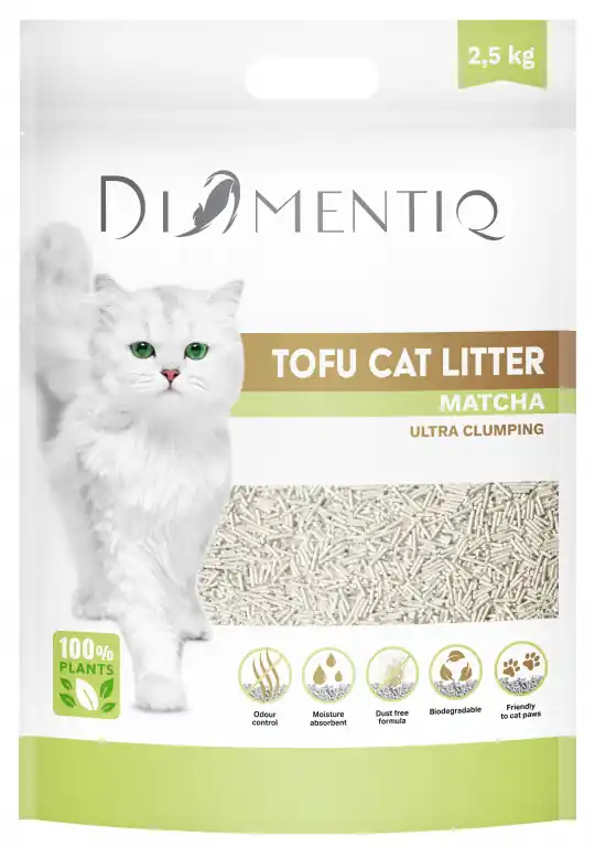 DIAMENTIQ Tofu Matcha Ultra clumping - żwirek roślinny - 2,5kg Do wyczerpania zapasów